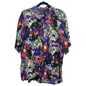 Vintage Riscatto Shirt Mens Art-to-Wear Funky Paint Splatter Maximalist Large‎